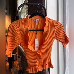BCBGENERATION Tangerine Ruffle Cropped Knit XXS